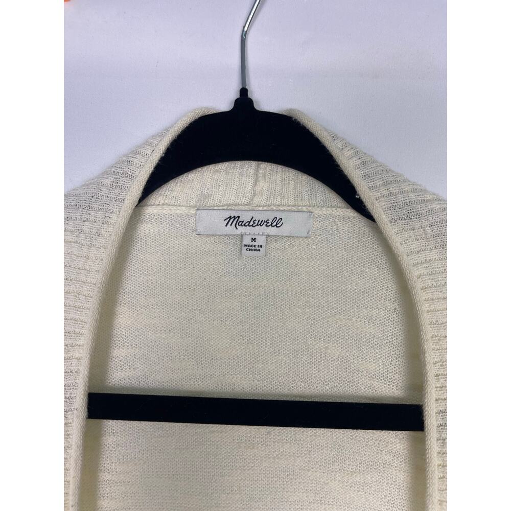 Madewell Ivory Open Front Long Knit Cardigan with Pockets Size M - Picture 6 of 9